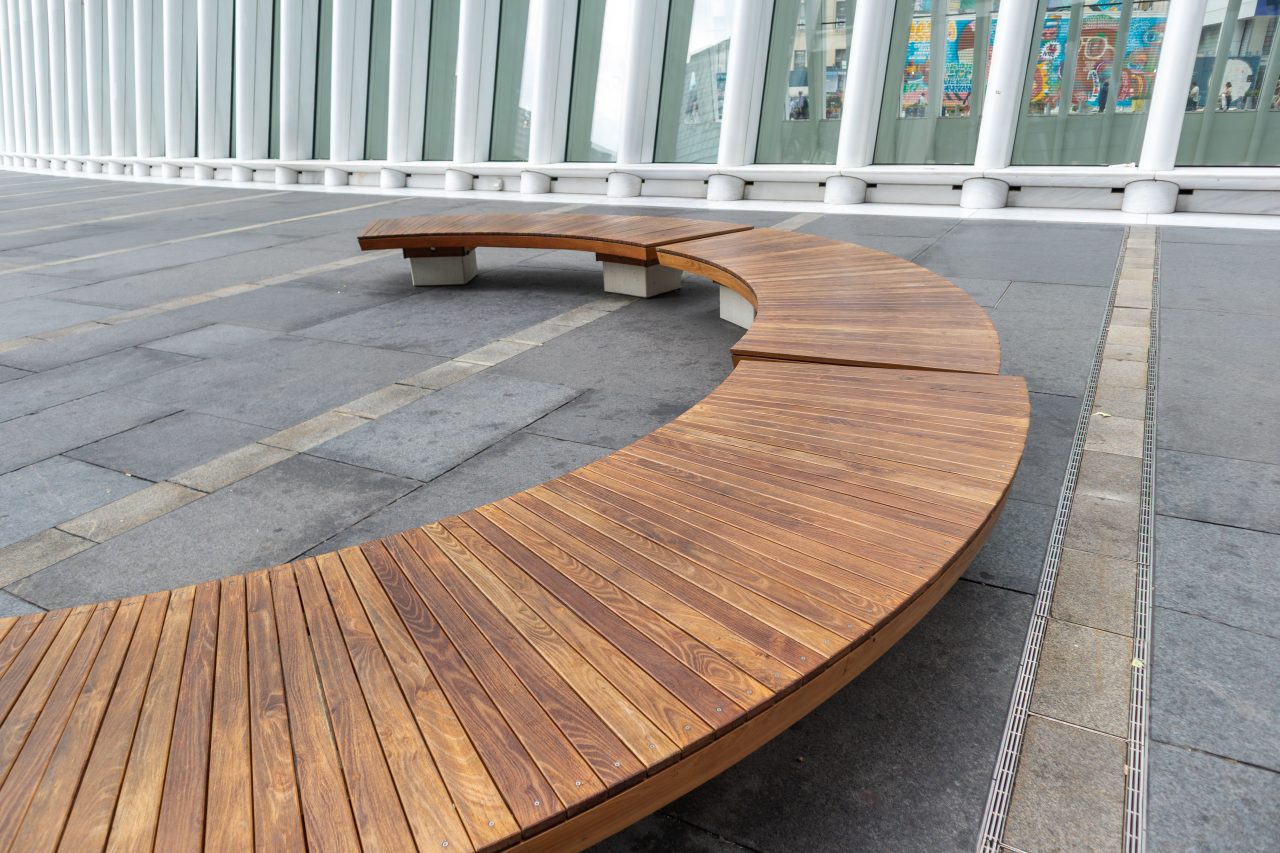 wooden benches